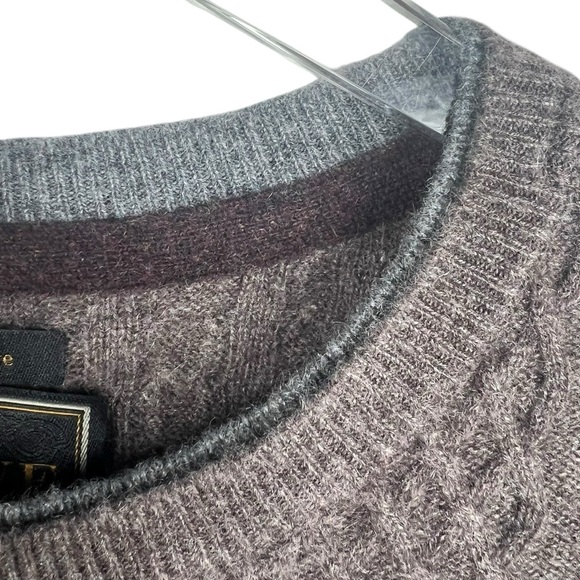 JOS. A. BANK RESERVE Brown Cashmere Cable Knit Crewneck Men's Medium Sweater - Picture 3 of 8